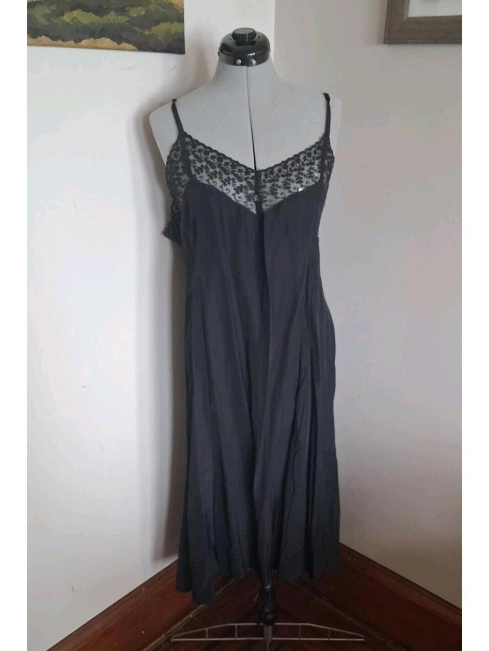 Deadstock Vintage 1950s Slip W/original Tags Black Lace XL Sz 46 Tranella